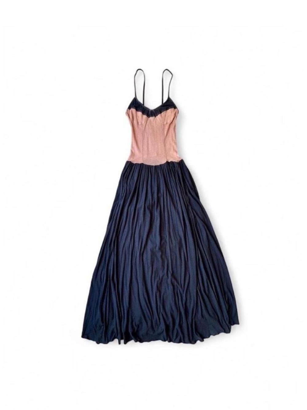 Raquel Allegra nude & charcoal boho fairy mermaid bustier maxi dress size 0